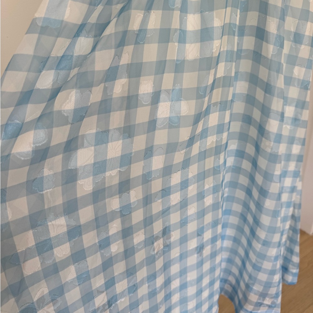 NWT For Love and Lemons Claudette Gingham Midi Dress in Light Blue + White - Picture 6 of 15